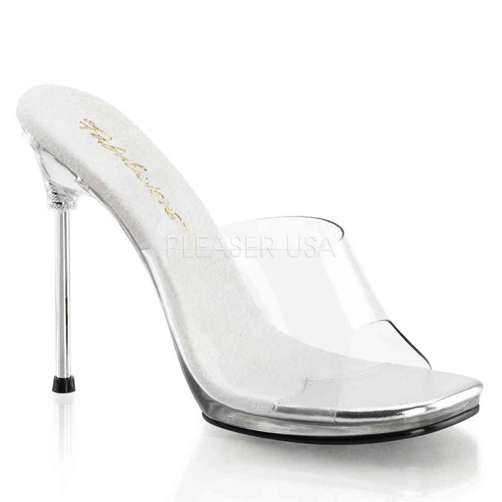 - CHIC-01 Mules with heel - Transparent/Silver coloured